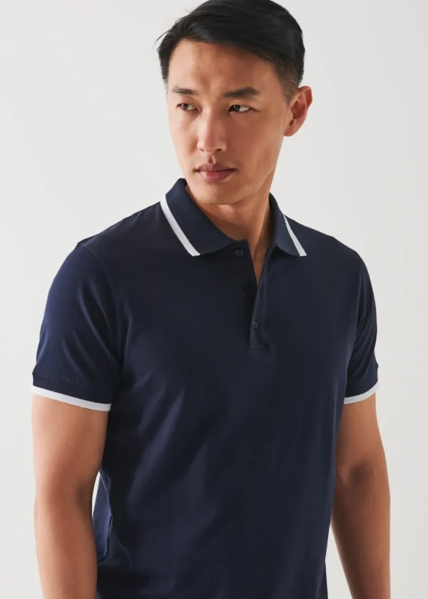 PATRICK ASSARAF Mercerized Pima Cotton Tipped Polo | Men Polos