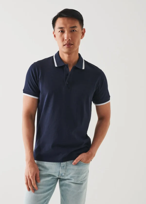 PATRICK ASSARAF Mercerized Pima Cotton Tipped Polo | Men Polos