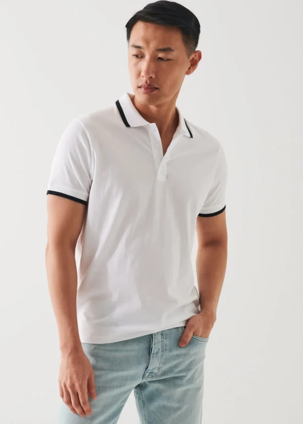 PATRICK ASSARAF Mercerized Pima Cotton Tipped Polo | Men Polos