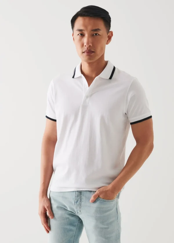 PATRICK ASSARAF Mercerized Pima Cotton Tipped Polo | Men Polos