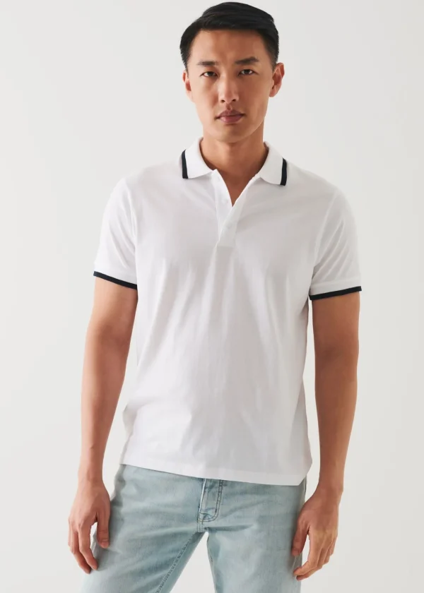 PATRICK ASSARAF Mercerized Pima Cotton Tipped Polo | Men Polos