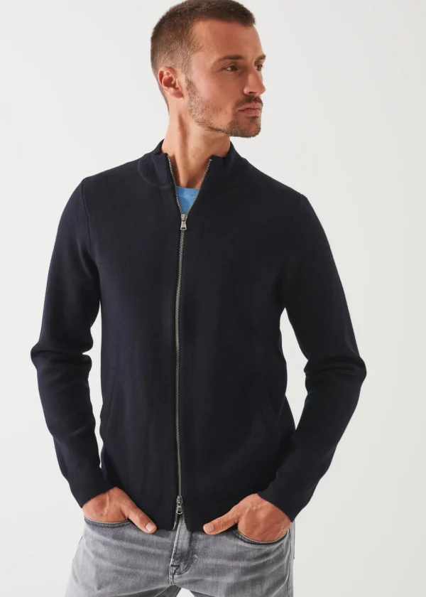 PATRICK ASSARAF Merino Half Milano Zip-Up Cardigan | Men Knitwear