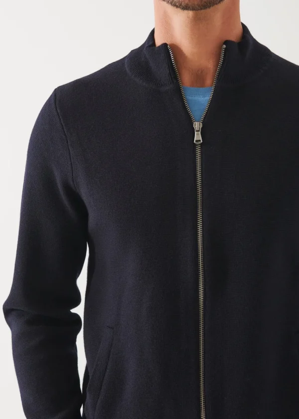 PATRICK ASSARAF Merino Half Milano Zip-Up Cardigan | Men Knitwear