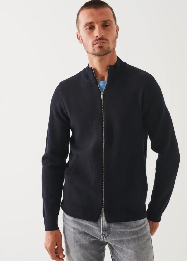 PATRICK ASSARAF Merino Half Milano Zip-Up Cardigan | Men Knitwear