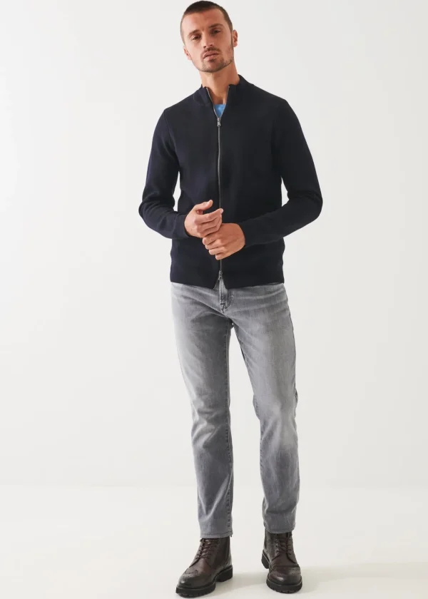 PATRICK ASSARAF Merino Half Milano Zip-Up Cardigan | Men Knitwear