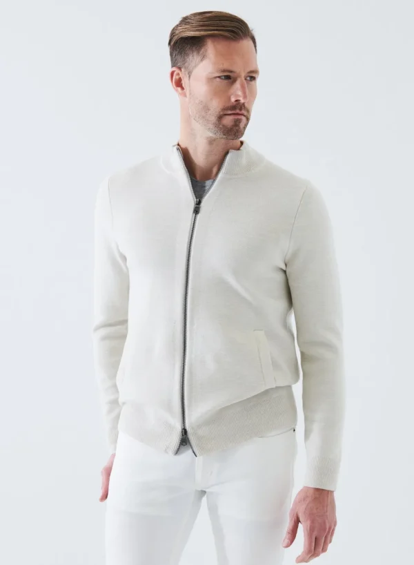 PATRICK ASSARAF Merino Half Milano Zip-Up Cardigan | Men Knitwear