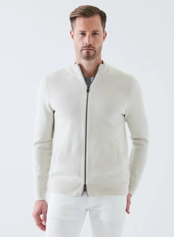 PATRICK ASSARAF Merino Half Milano Zip-Up Cardigan | Men Knitwear