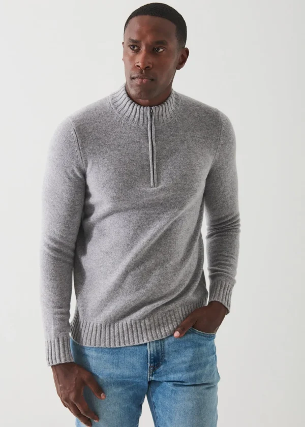 PATRICK ASSARAF Merino Quarter Zip Sweater | Men Knitwear