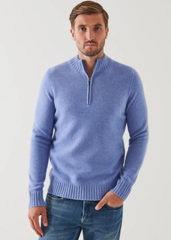 PATRICK ASSARAF Merino Quarter Zip Sweater | Men Knitwear