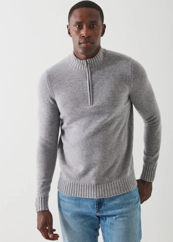 PATRICK ASSARAF Merino Quarter Zip Sweater | Men Knitwear