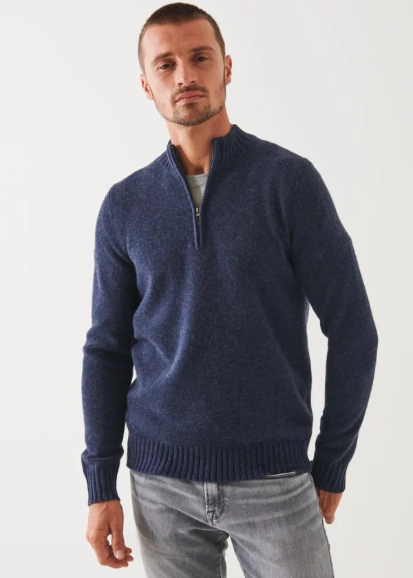 PATRICK ASSARAF Merino Quarter Zip Sweater | Men Knitwear