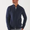 PATRICK ASSARAF Merino Raglan Zip Cardigan | Men Knitwear