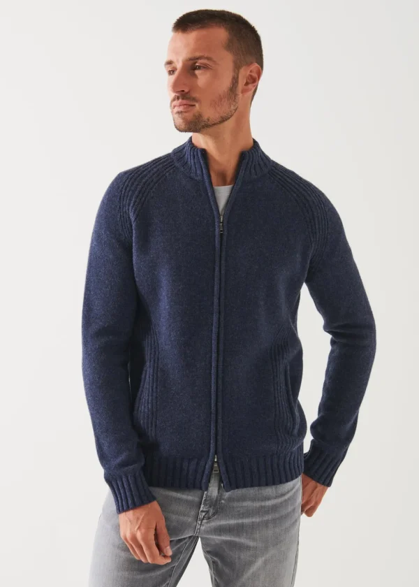 PATRICK ASSARAF Merino Raglan Zip Cardigan | Men Knitwear