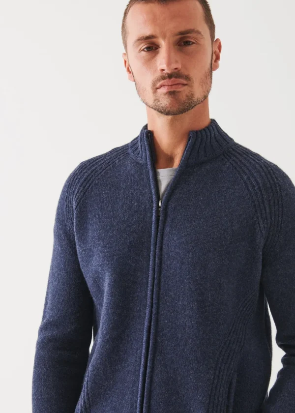 PATRICK ASSARAF Merino Raglan Zip Cardigan | Men Knitwear