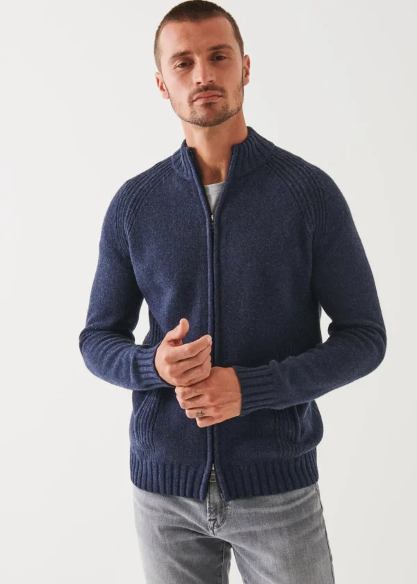 PATRICK ASSARAF Merino Raglan Zip Cardigan | Men Knitwear