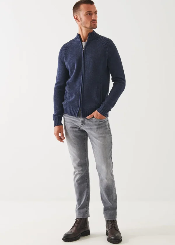 PATRICK ASSARAF Merino Raglan Zip Cardigan | Men Knitwear