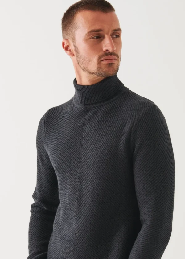 PATRICK ASSARAF Merino Textured Knit Turtleneck | Men Knitwear