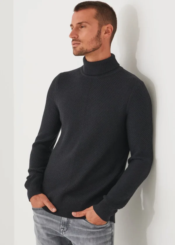 PATRICK ASSARAF Merino Textured Knit Turtleneck | Men Knitwear