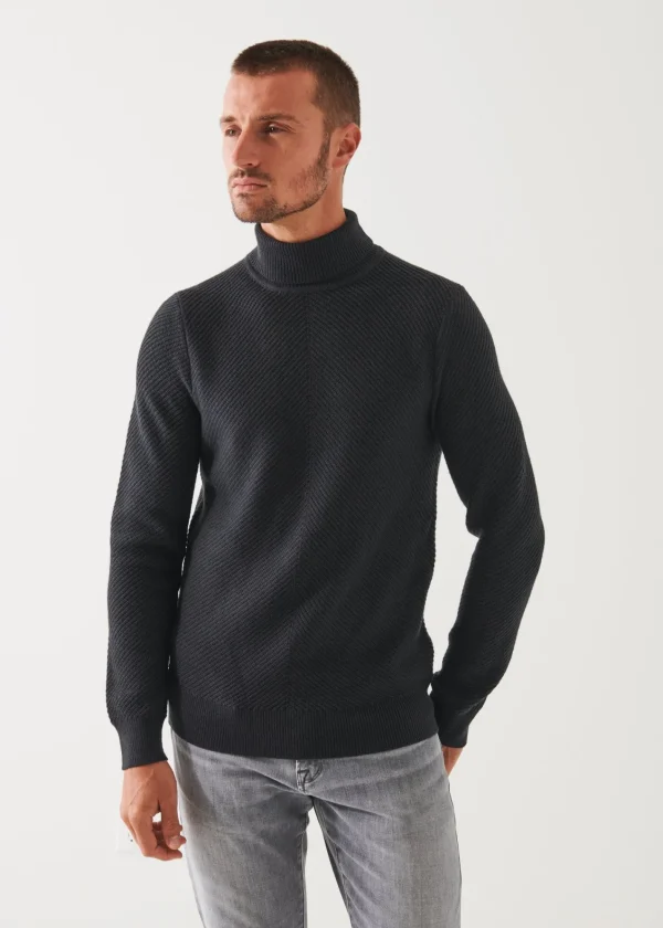 PATRICK ASSARAF Merino Textured Knit Turtleneck | Men Knitwear