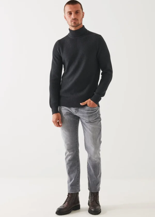 PATRICK ASSARAF Merino Textured Knit Turtleneck | Men Knitwear