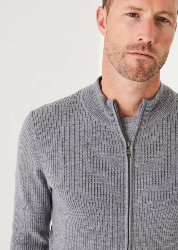 PATRICK ASSARAF Merino Waffle Full Zip Cardigan | Men Knitwear