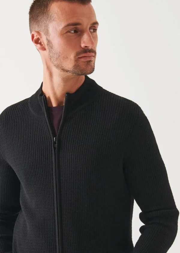 PATRICK ASSARAF Merino Waffle Full Zip Cardigan | Men Knitwear