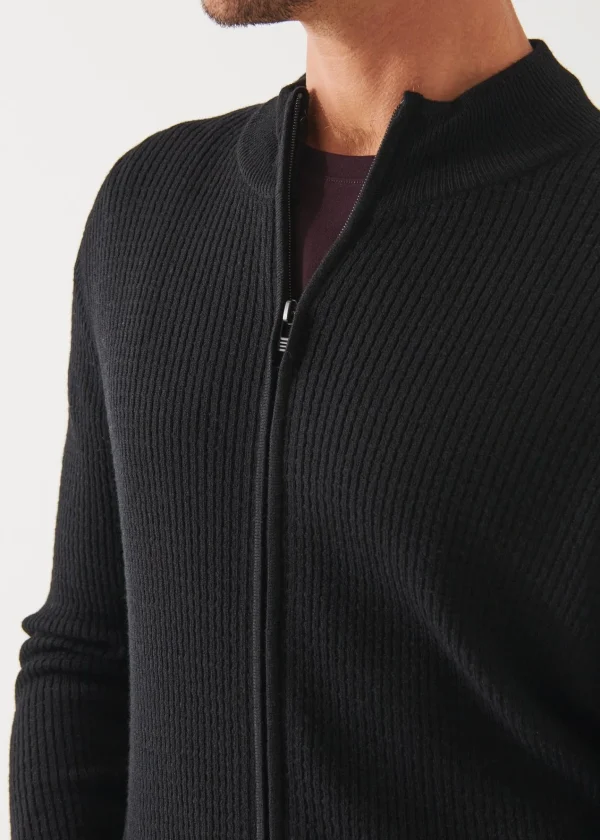 PATRICK ASSARAF Merino Waffle Full Zip Cardigan | Men Knitwear