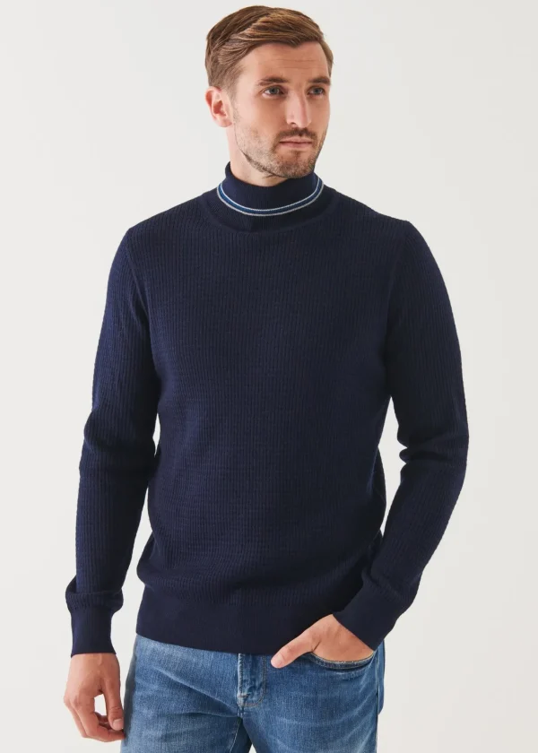 PATRICK ASSARAF Merino Waffle Knit Turtleneck | Men Knitwear