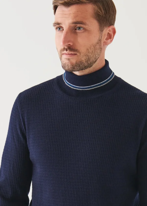 PATRICK ASSARAF Merino Waffle Knit Turtleneck | Men Knitwear