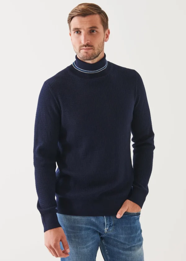 PATRICK ASSARAF Merino Waffle Knit Turtleneck | Men Knitwear