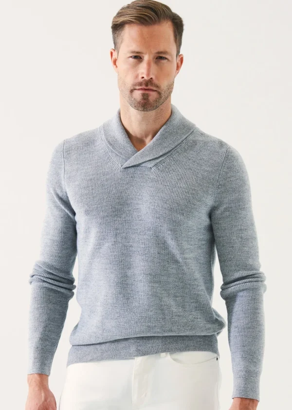 PATRICK ASSARAF Merino Wool Shawl Collar Sweater | Men Knitwear