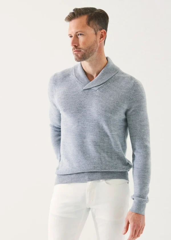 PATRICK ASSARAF Merino Wool Shawl Collar Sweater | Men Knitwear