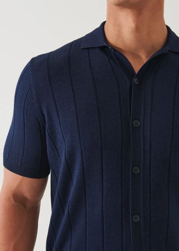 PATRICK ASSARAF Merino Wool-Silk Blend Knit Button Up | Men Knitwear