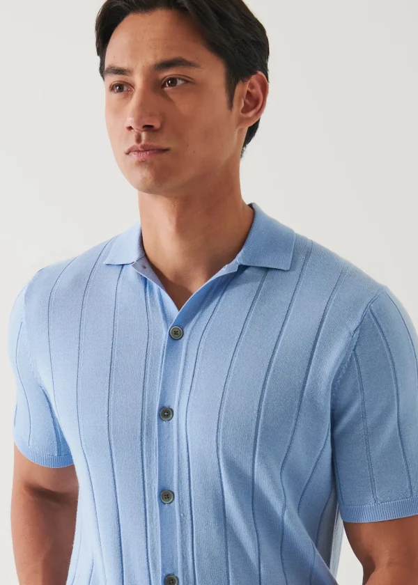 PATRICK ASSARAF Merino Wool-Silk Blend Knit Button Up | Men Knitwear