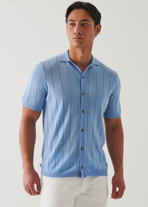 PATRICK ASSARAF Merino Wool-Silk Blend Knit Button Up | Men Knitwear