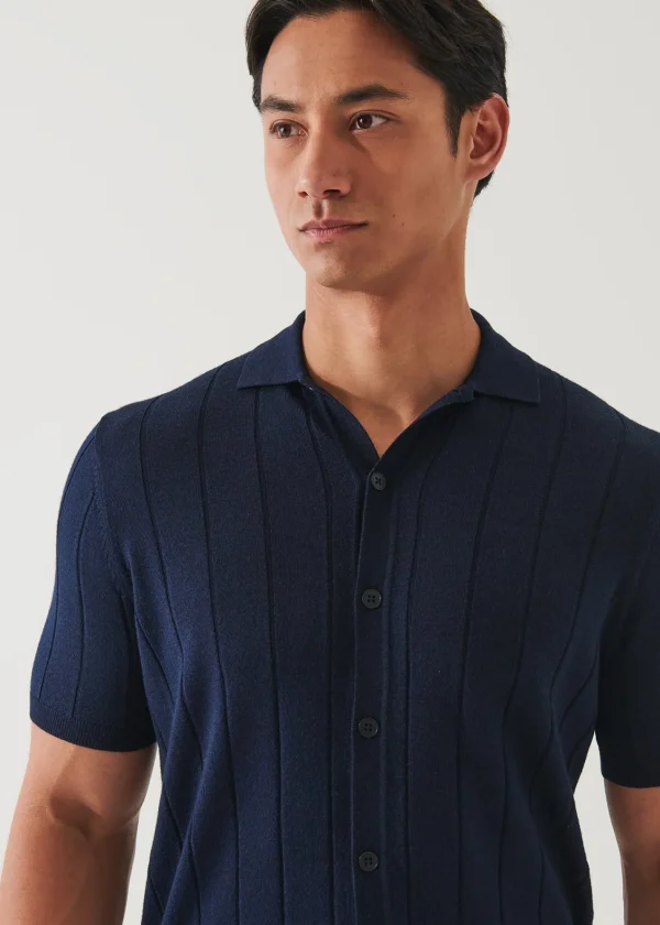 PATRICK ASSARAF Merino Wool-Silk Blend Knit Button Up | Men Knitwear