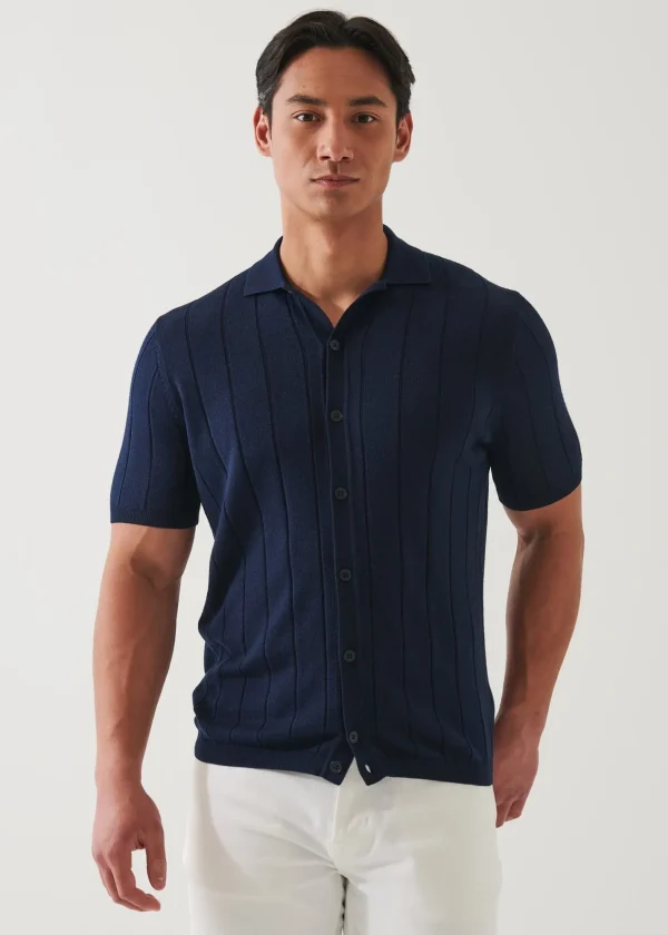 PATRICK ASSARAF Merino Wool-Silk Blend Knit Button Up | Men Knitwear