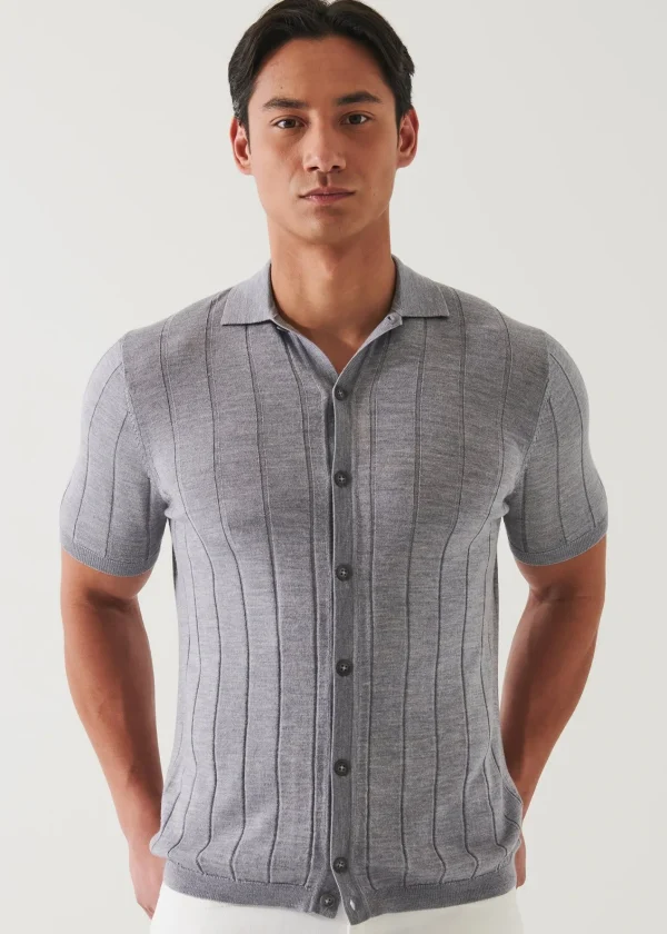 PATRICK ASSARAF Merino Wool-Silk Blend Knit Button Up | Men Knitwear