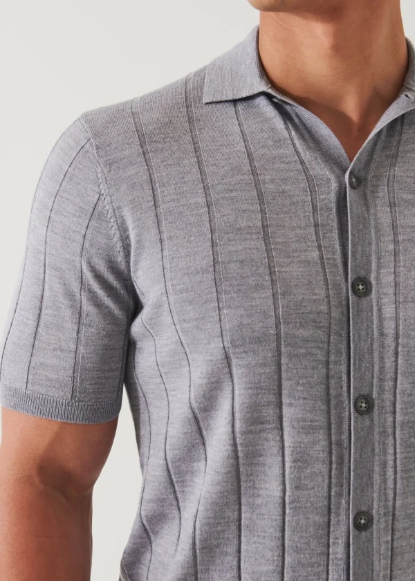 PATRICK ASSARAF Merino Wool-Silk Blend Knit Button Up | Men Knitwear