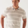 PATRICK ASSARAF Merino Wool-Silk Blend Striped Polo | Men Polos