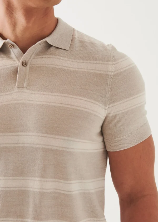 PATRICK ASSARAF Merino Wool-Silk Blend Striped Polo | Men Knitwear