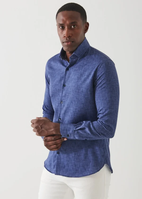 PATRICK ASSARAF Mirco-Check Cotton Shirt | Men Shirts