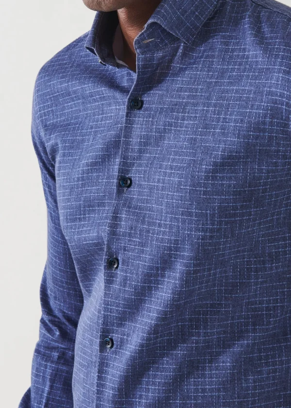 PATRICK ASSARAF Mirco-Check Cotton Shirt | Men Shirts