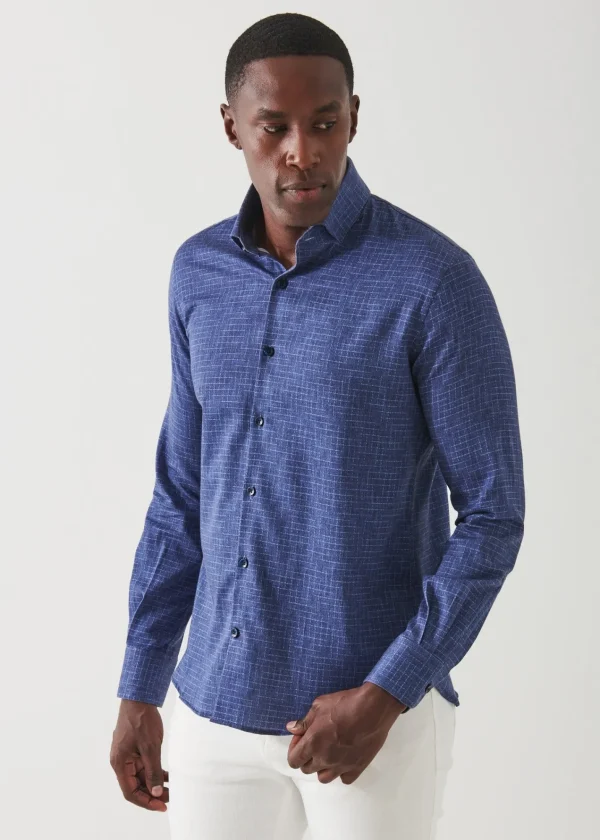 PATRICK ASSARAF Mirco-Check Cotton Shirt | Men Shirts