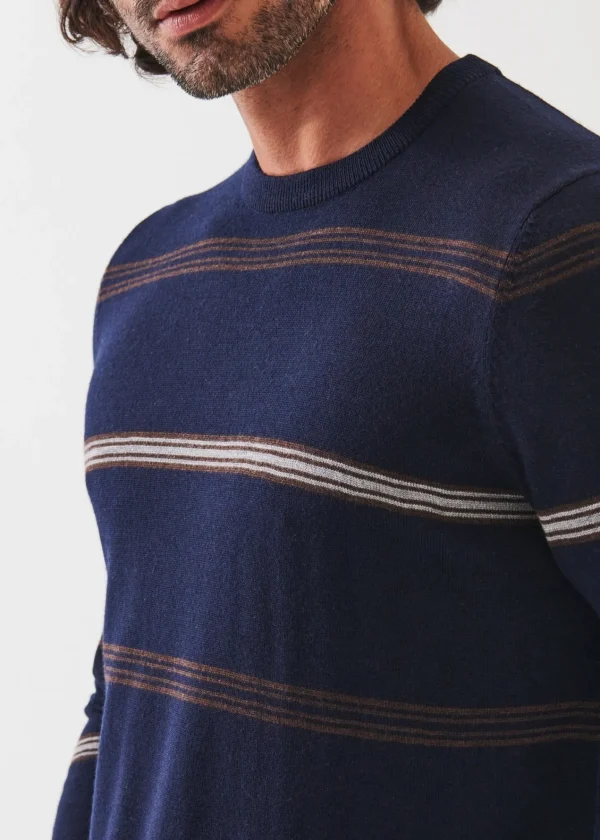 PATRICK ASSARAF Multi-Stripe Crewneck | Men Knitwear