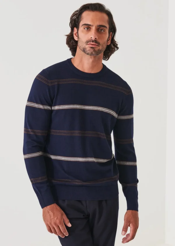 PATRICK ASSARAF Multi-Stripe Crewneck | Men Knitwear