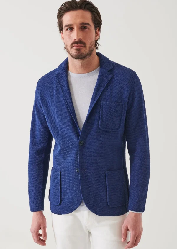 PATRICK ASSARAF Neat Textured Cotton Knit Blazer | Men Blazers