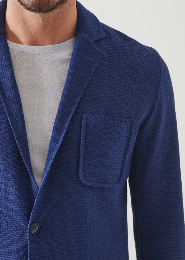 PATRICK ASSARAF Neat Textured Cotton Knit Blazer | Men Blazers