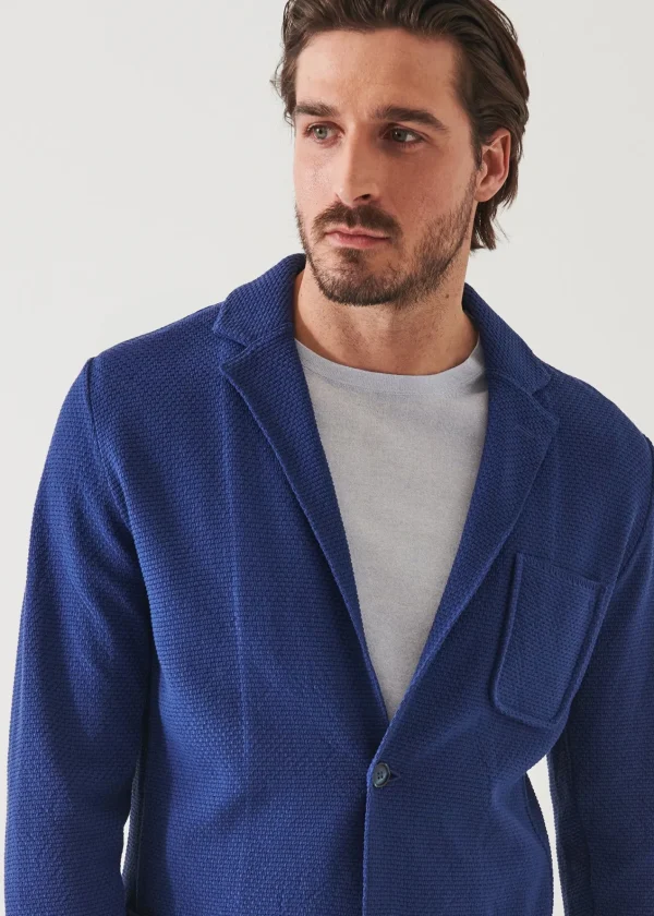 PATRICK ASSARAF Neat Textured Cotton Knit Blazer | Men Blazers