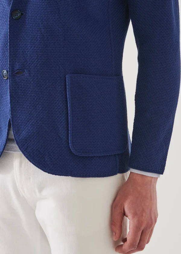 PATRICK ASSARAF Neat Textured Cotton Knit Blazer | Men Blazers